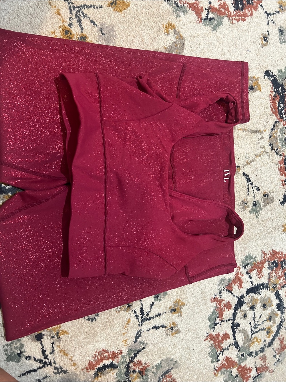 IVY PARK Wine Shimmer Racerback Crop Tank